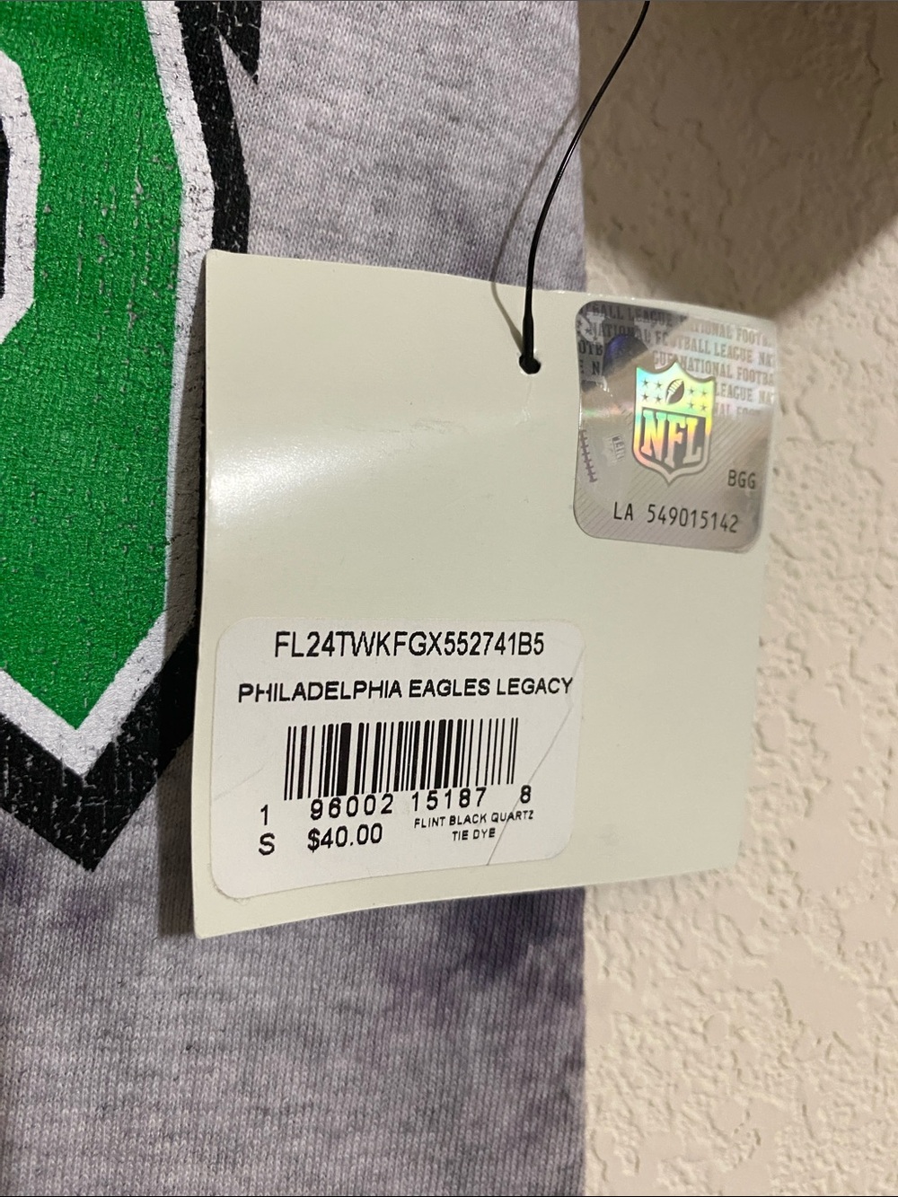 '47 VINTAGE TUBULAR Philadelphia Eagles Legacy Tie-Dye T-shirt w Raw Bttm Size S - Picture 6 of 6